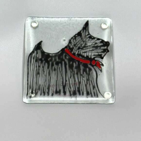 Glass by Kathryn Clear Glass Black Scottie Dog Square Coaster - Picture 1 of 6
